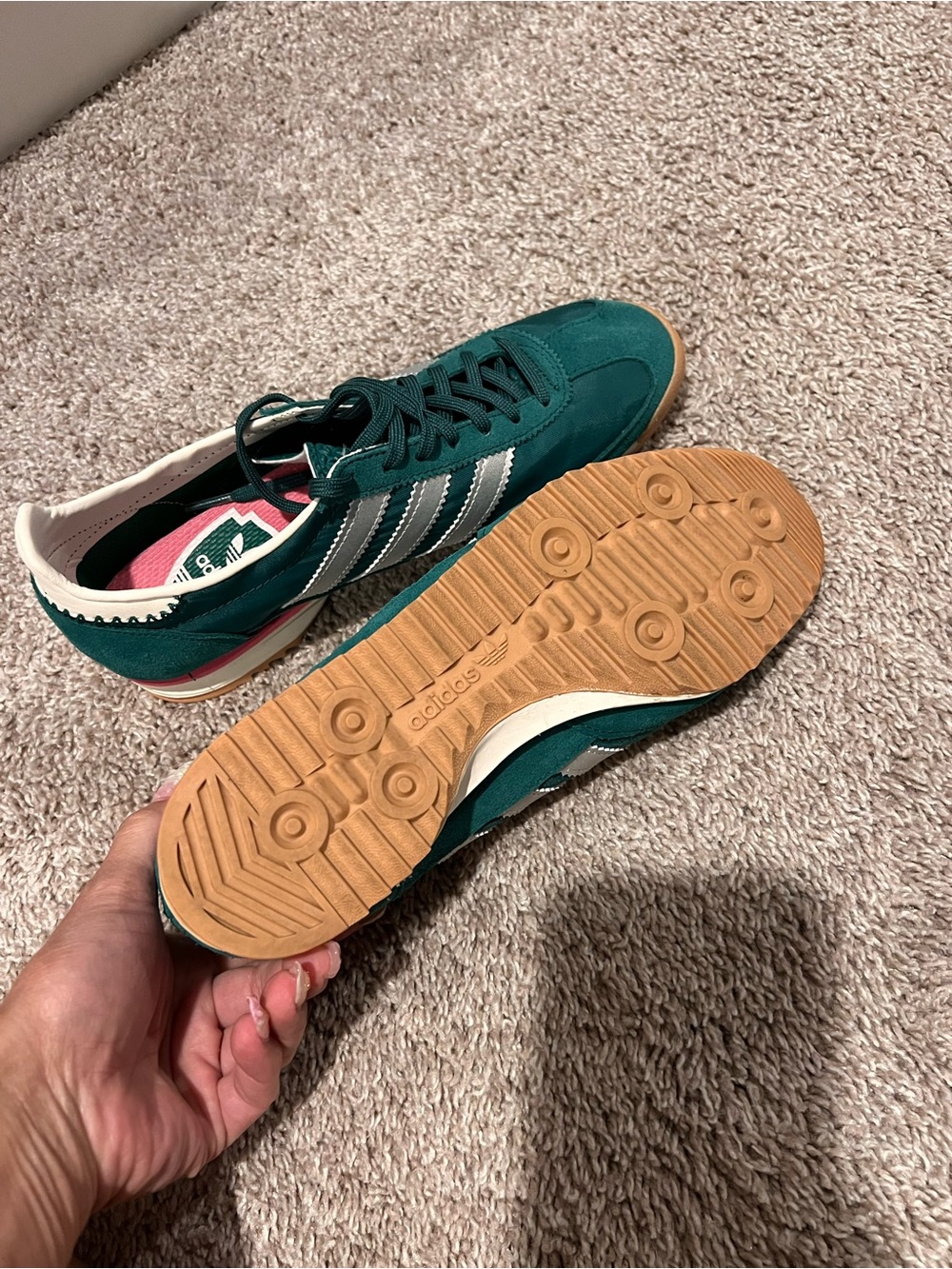 Like NEW! Adidas SL 72 OG green Pink Sneakers size 7.5 - Picture 5 of 10